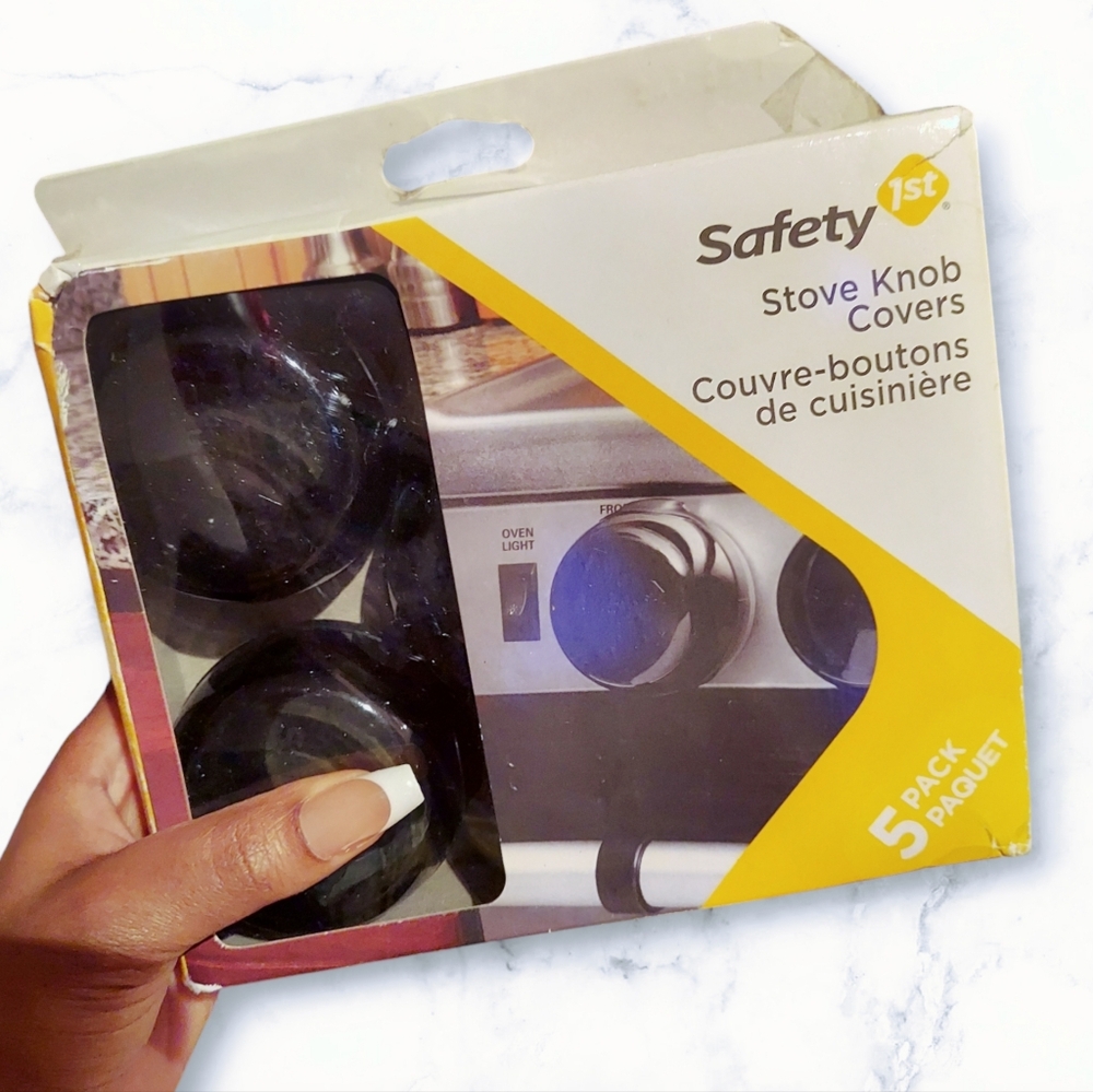 Safety first black stove knob covers